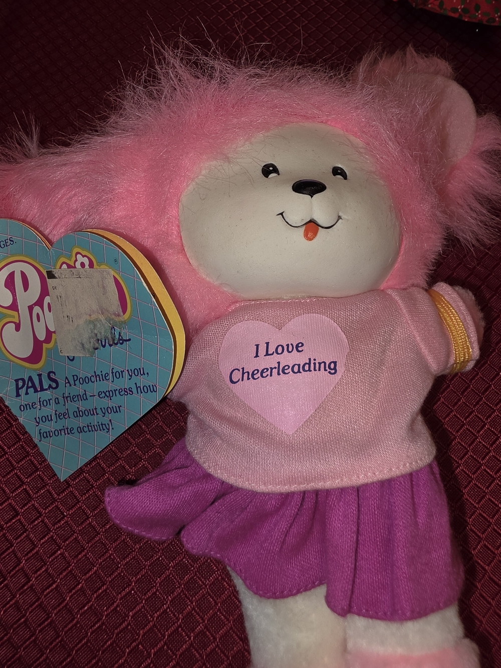 Vintage 1983 Mattel 8” Poochie Plush Puppy Dog in I Love Cheerleading Outfit